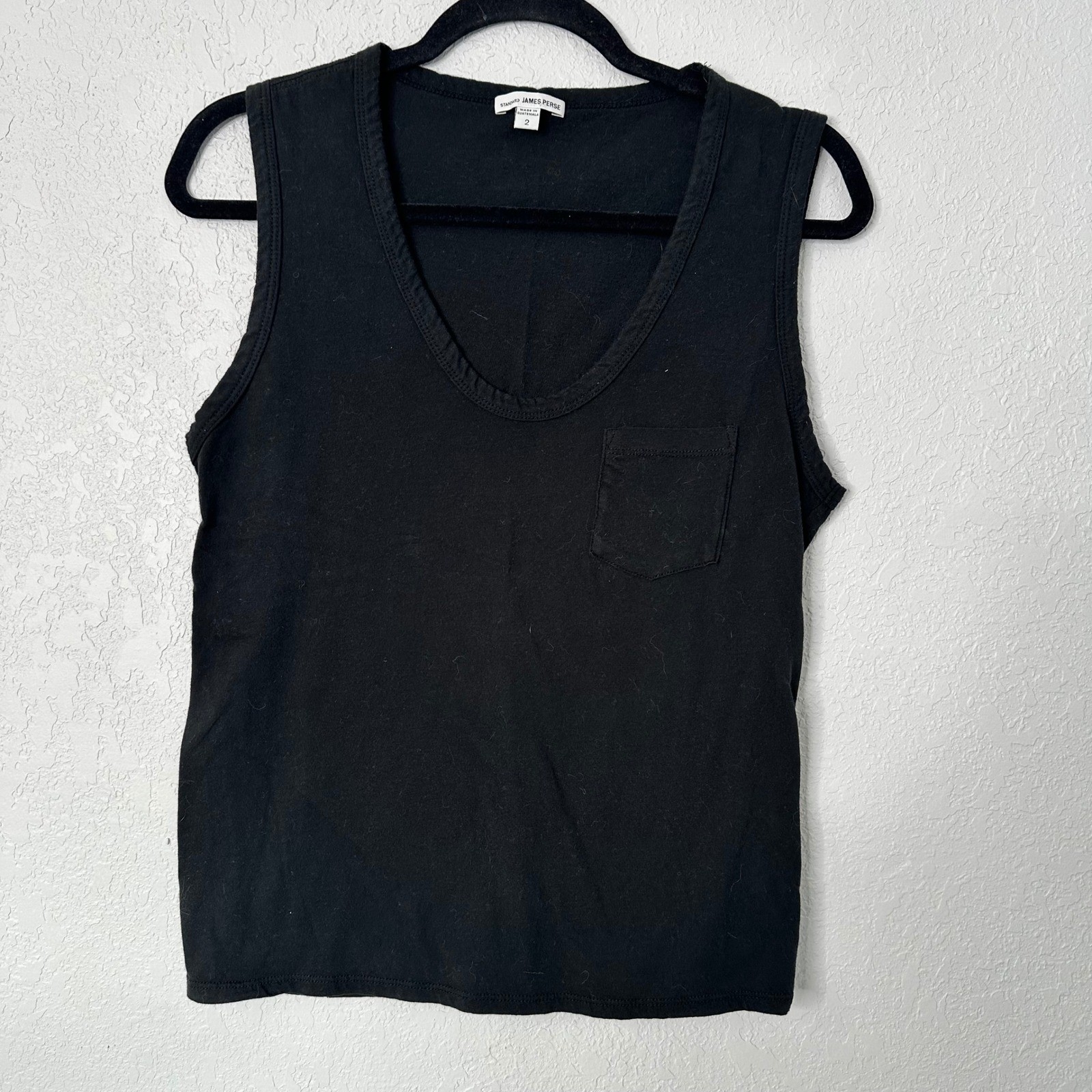 James Perse Black Sleeveless Pocket Tank Top Women's Size 2