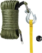 Off Terrain Synthetic Winch Rope Kit, 3/8in x 95ft, Rated 18,720 lbs Winch Cable