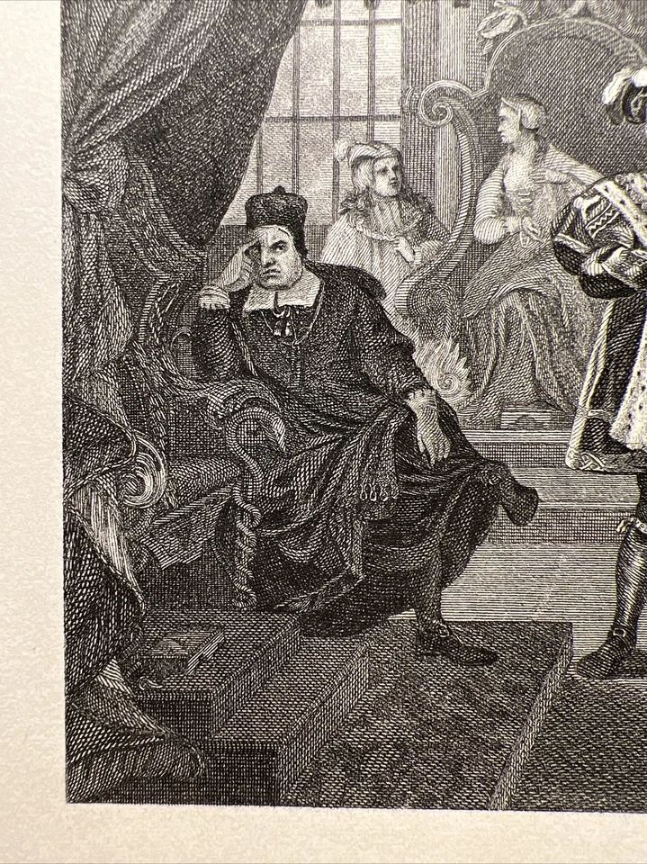 Antik Stahlstich 1860 King Henry Anna Boleyn Illustration Engraving Illustration - Bild 3 von 4