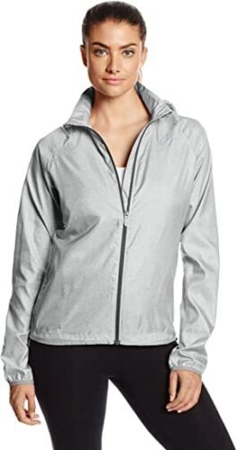 Asics ELECTRO Womens Zipper Front LED Shoulder Light Jacket XS Heather Grey NEW - Picture 1 of 4