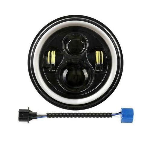 Pair 7" Inch Round LED Headlights Halo Angle Eyes For Jeep Wrangler JK LJ TJ CJ - Foto 11 di 12