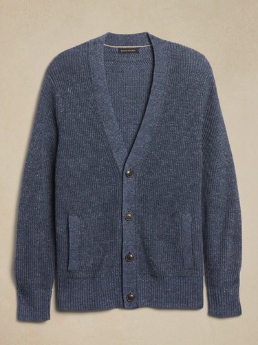 BANANA REPUBLIC HOMBRES Brady Lino Algodón Cárdigan Suéter XLT XL ALTO $150 Pacífico - Imagen 4 de 11