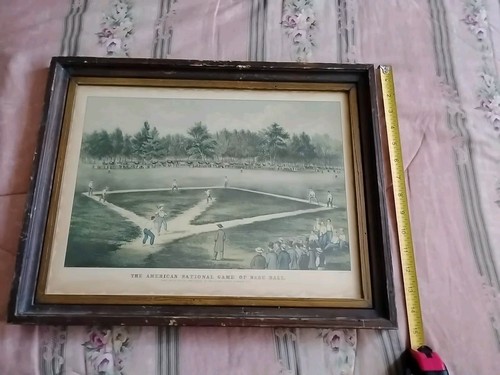 Currier & Ives Vintage Print "The American National Game of Base Ball" 1960's - 第 6/9 張圖片
