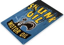 SKUNK MOTOR OIL TIN SIGN HEAVY DUTY RETRO GAS PETROLEUM CHANGE FILTER STATION