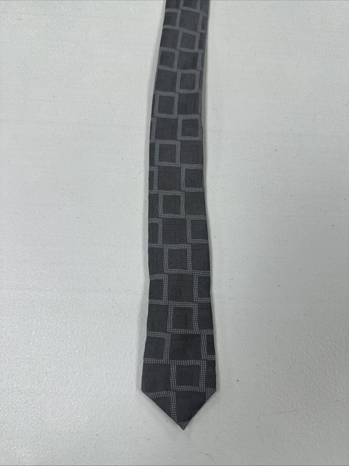 Giorgio Armani мужчин галстук серый геометрический узор квадраты шелк сделано в Италии Jaquard - Изображение 4 из 4