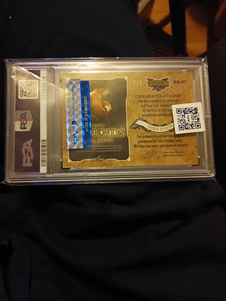 2022 Leaf Vibrance Mike Tyson Blue Crystal 1/1 Auto Gem Mint 10 - Image 3 of 3