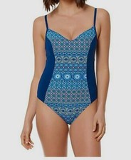  116 Bleu Rod Beattie Women's Blue Underwire One-Piece Swimsuit Size 4