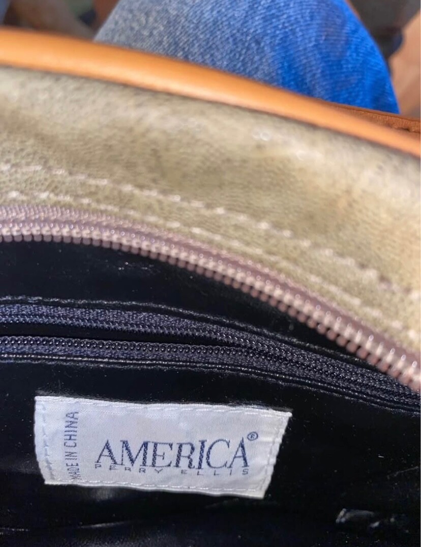 Perry Ellis America Brown Green Handbag New