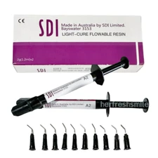 Dental SDI Light-Cure Flowable Curing Composite Resin 2 Syringe+10 Tips/Box