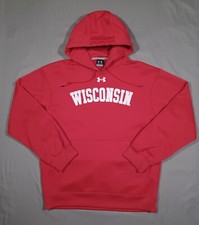 Wisconsin Badgers Hoodie Mens S Red Pullover Embroidered Letters Under Armour