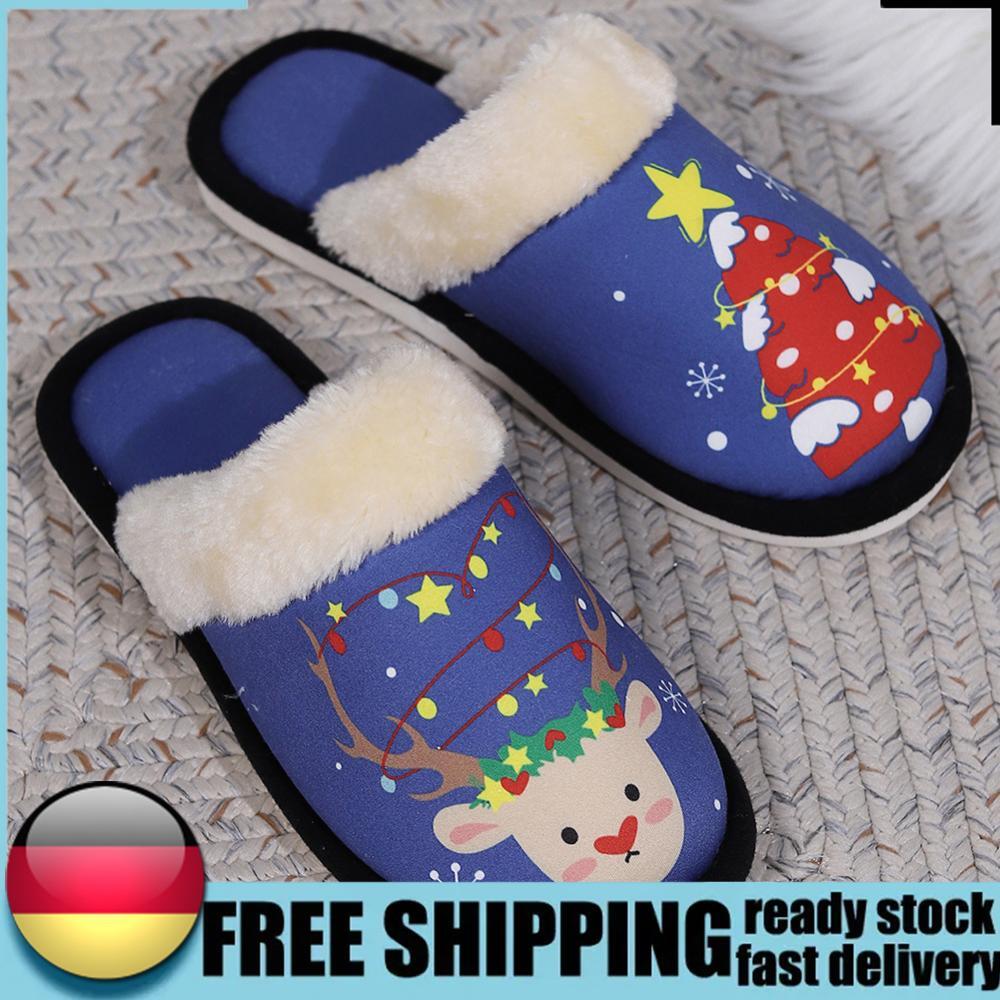 APL Christmas Home Spa Slippers Warm Slippers Cartoon Elk Snowman for Indoor Outdoor