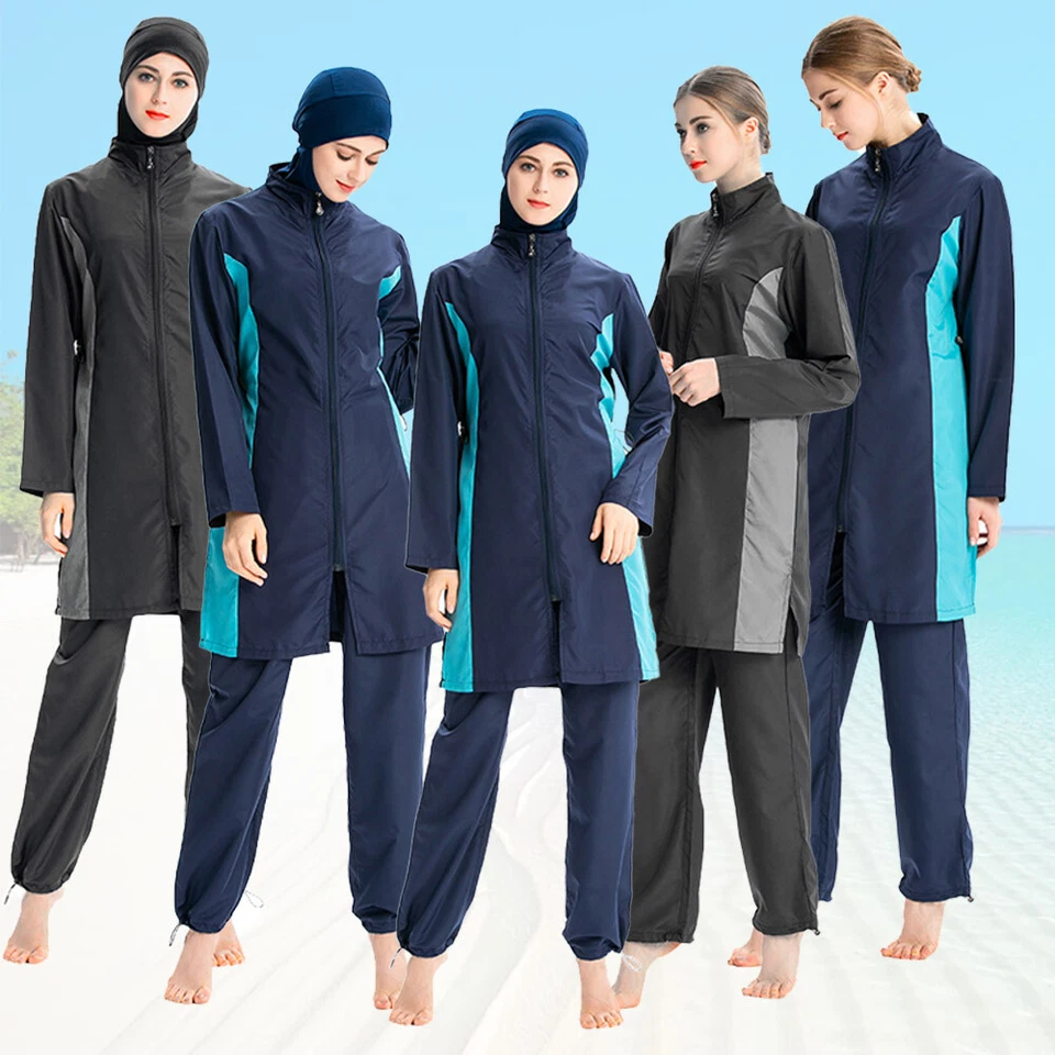 3PCS Modest Damen Bademode Badeanzug Muslim Burkini Strandbekleidung Islamisch - Bild 2 von 4