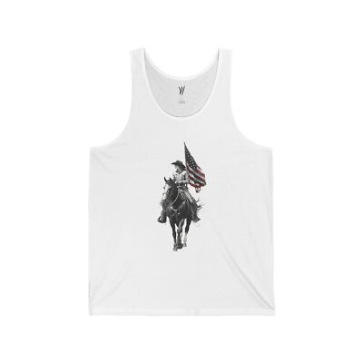 Patriotic Cowboy Tank Top Unisex Jersey Tank USA Flag Apparel July 4th Gift