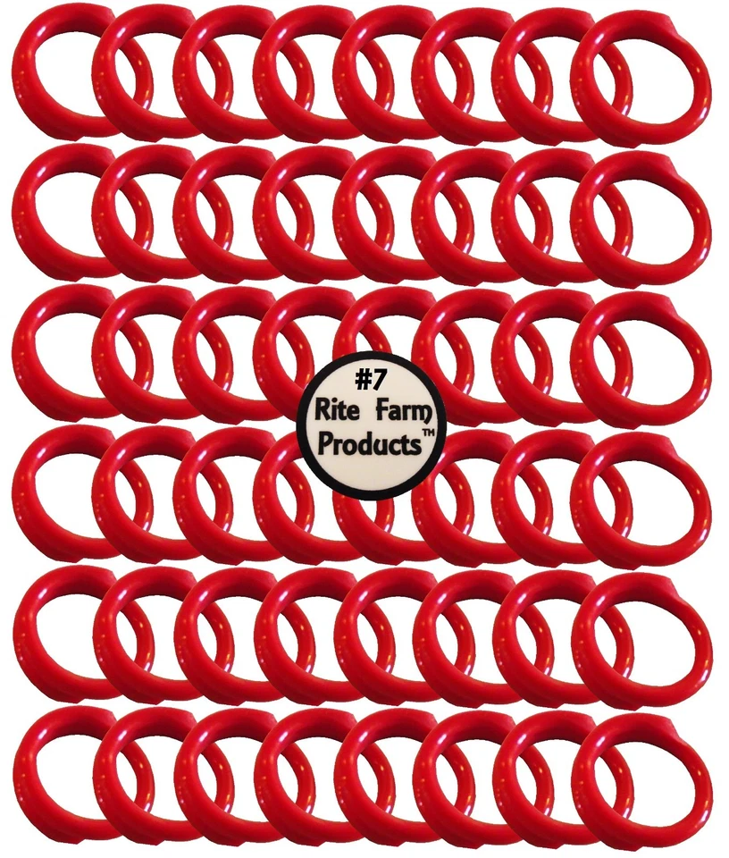 RITE FARM PRODUCTS 48 RED #7 LEG BANDS 7/16" CHICKEN POULTRY CHICK QUAIL PIGEON DOVE DUCK GOOSE