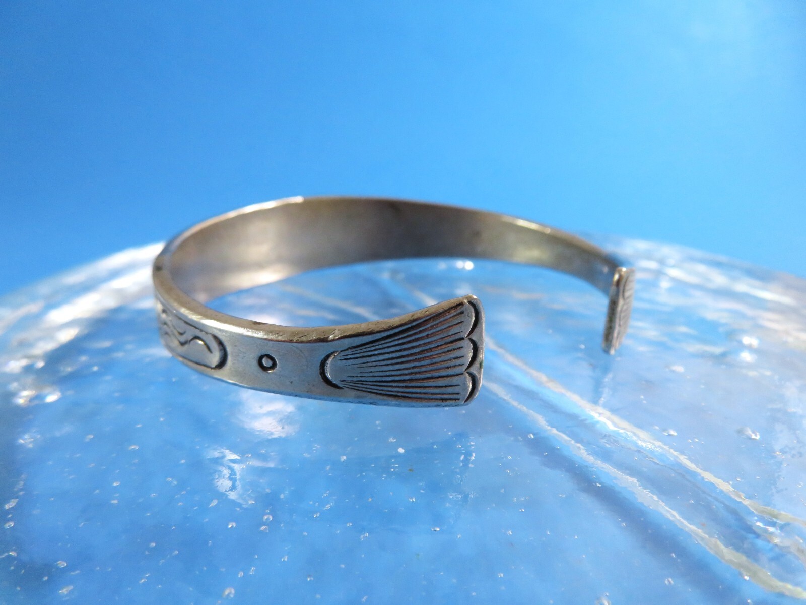 Engraved Metal Cuff Bangle Bracelet From Thailand… - image 5