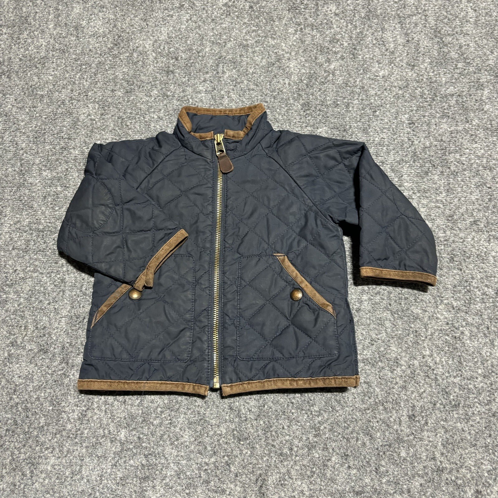 Polo Ralph Lauren Giacca Ragazzo 12M Blu Trapuntata Full Zip Pony Bambini *