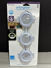 Enbrighten Puck Lights 3-pack Plug In #44410 White - NEW