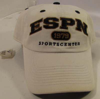 ESPN Sportscenter Hat Youth Size White Blue TV Logo Sports Show Cap Kids Boys Ne