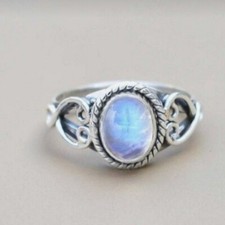 Beautiful Moonstone Gemstone 925 Sterling Silver Boho Ring Gift For Her D-260