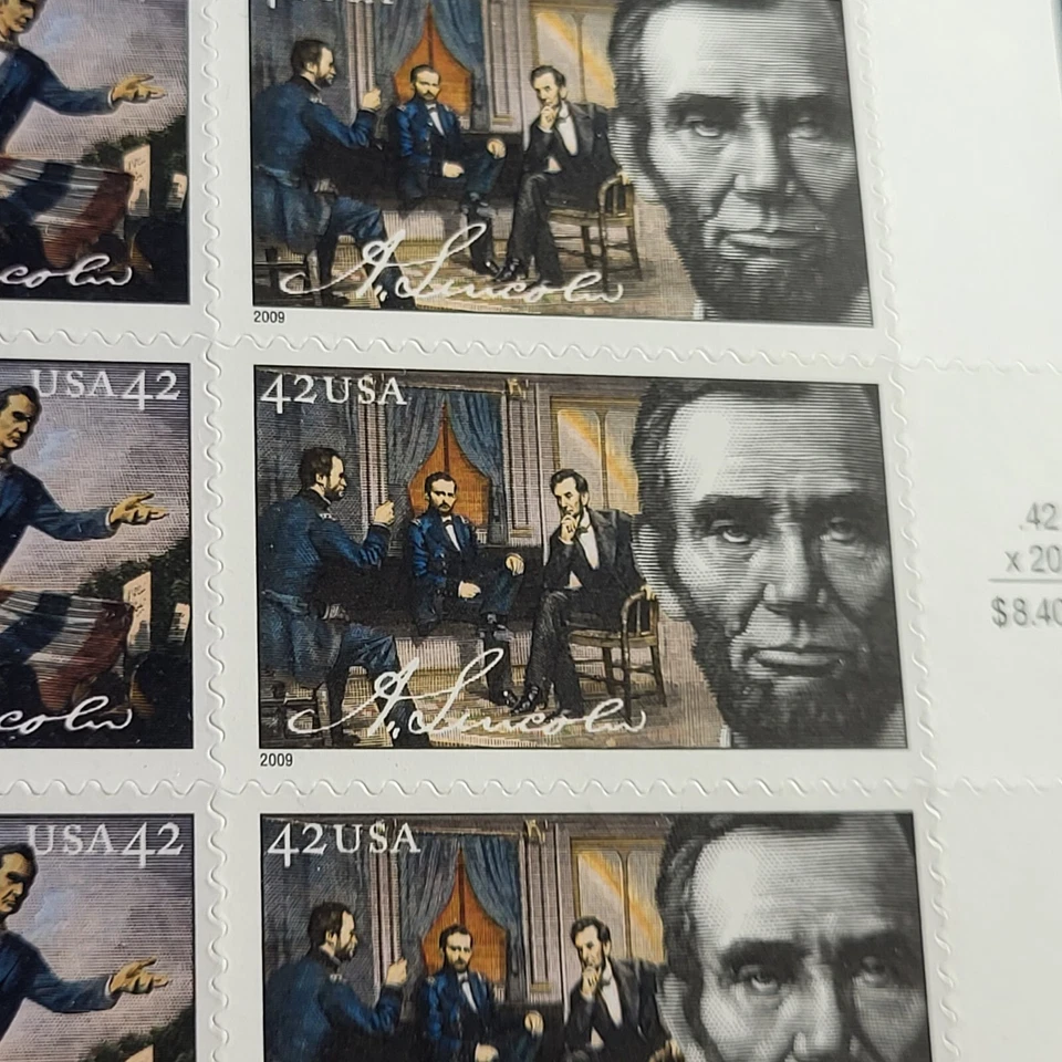 Sheet of 20 stamps - Scott 4380-83 - 42 cent - Abraham Lincoln - 2009 - MNH - Image 2 of 2