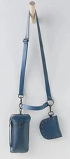 Free People Change Me Up Leather Crossbody Belt Travel Bag Combo BLUE NWD $68