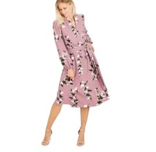 A New Day Floral Wrap Midi Dress OVERSIZED Small Thick Knit Tie Waist Pockets.