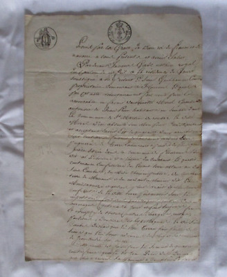 1818 ZIVILURKUNDE VERKAUFSURKUNDE TOULOUSE/GAURÉ (31) FILIGRAN KÖNIGLICHE BRIEFMARKE