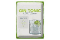 Blechschild Rezept Gin Tonic Cocktail Recipe 30X40 Cm Deko Schild Tin Sign
