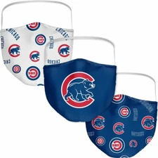 3 Pack Chicago Cubs Officially Licensed MLB Washable Reusable Face Mask F17