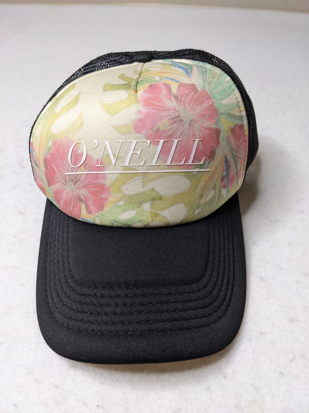 Oneill hat snapback flower pattern pink white bla… - image 1