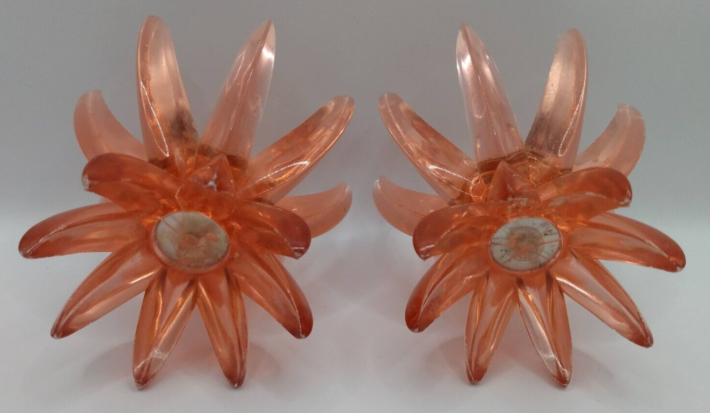 MCM Friedel Ges Gesch Atomic Sputnik Pink Lucite Plastic Candle Holders mcm-friedel-ges-gesch-atomic-sputnik-pink-lucite-plastic-candle-holders