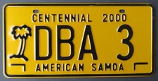 AMERICAN SAMOA GOVERNMENT - PACIFIC ISLAND license plate  2000
