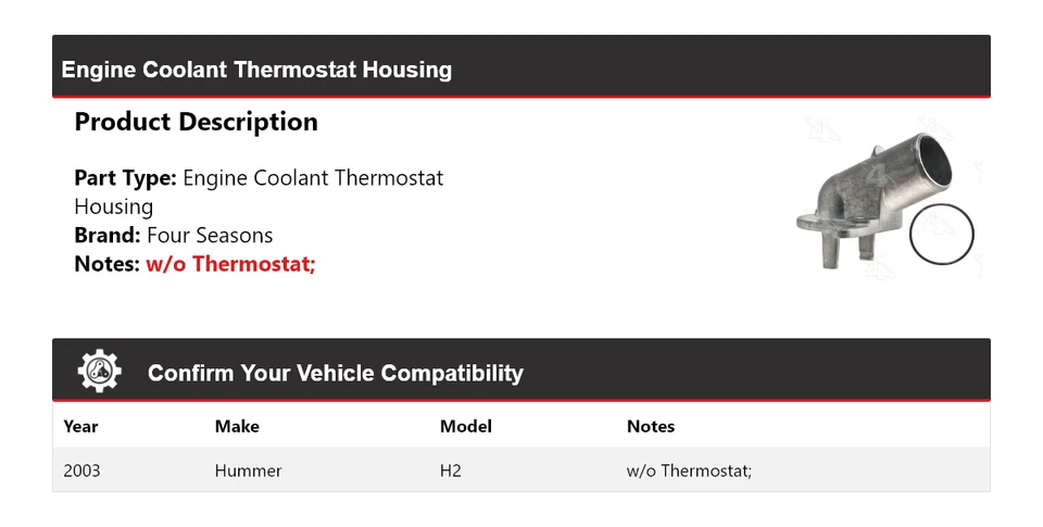 Carcaça de termostato líquido de arrefecimento do motor Hummer H2 2003 4 estações - Imagem 2 de 4