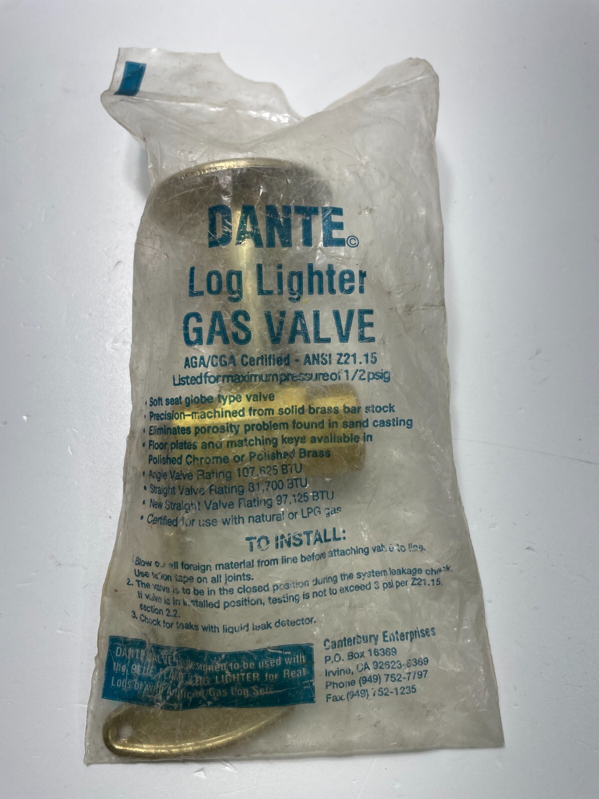 Gas Valve W/ Key