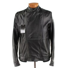 Latini NWD 100% Leather Asymmetrical Jacket Size 52 (L US) In Solid Black