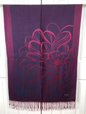 Pashmina Scarf Wrap Shawl Purple Fuchsia Floral Elegant Evening Fringe 100