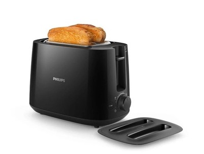 Philips HD2582/90 Two Slice Pop-Up Toaster With Bun Warmer |830 W Black 220V