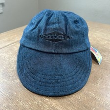 Sombrero de Surf Gotcha Vintage Años 80 Nuevo de Lote Antiguo Patrón Diamante Azul Correa Patín Billete Largo