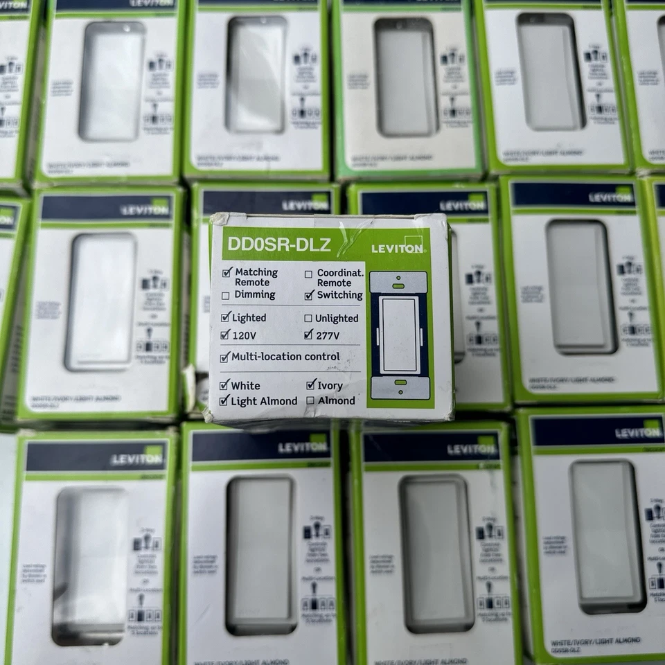 (pacote com 18) interruptor Decora Companion Leviton DD0SR-DLZ dupla tensão 120/277vac - Imagem 2 de 4