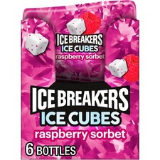ICE BREAKERS Ice Cubes Raspberry Sorbet Flavored 40 Count Pack of 6 , Pink