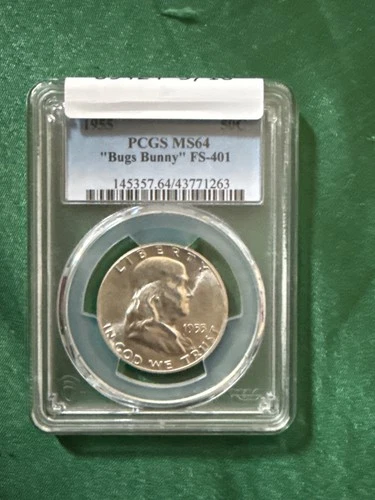 1955 50c Franklin Half Dollar PCGS MS 64 "Bugs Bunny" FS-401