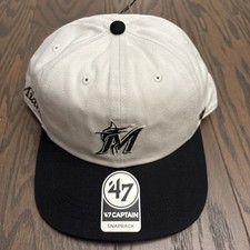 47 Brand Miami Marlins Captain Hat Foundation Sandstone Snapback Adjustable NEW