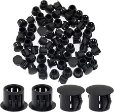 60PCS 10Mm 3/8" Black Hole Plugs Plastic Flush Type Hole Plugs Snap in Locking