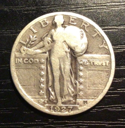 1927-S Standing Liberty Silver Quarter, VG/F. Beautiful Patina! F110