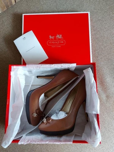 Women Coach Heels Brown Leather 35.5 #1S89