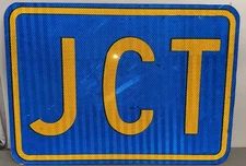 Street Traffic Road Highway Sign JUNCTION Blue & Yellow Rare JCT  21"X 15"