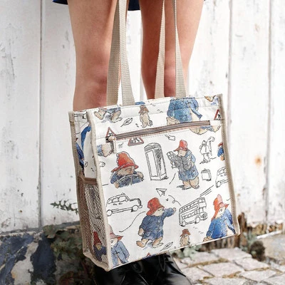 Paddington Bear Reusable Shopper Tote Bag Signare London Transport Design Beige