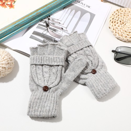 Fingerless Mittens Thermal Half Gloves Man for Women Cold Weather Warm - Imagen 2 de 10