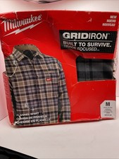 Milwaukee-M-551G- Men  s Gridiron Flannel Shirt Gray , M.