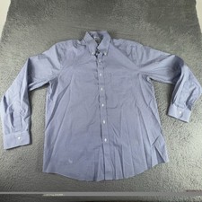 Brooks Brothers Shirt Mens Large 16-35 Blue Plaid Non Iron Stretch Button Up